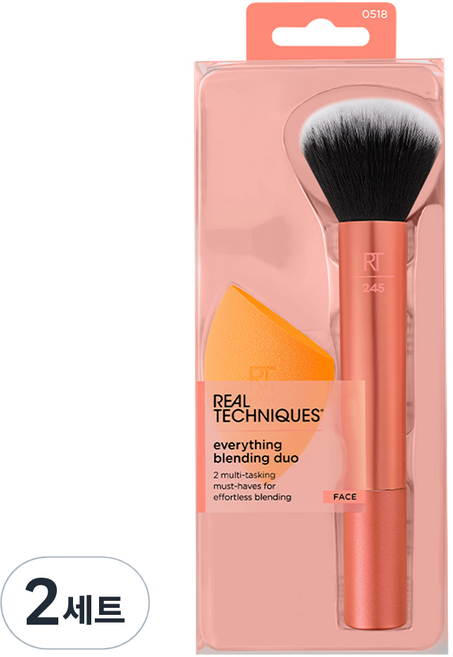 리얼테크닉스 에브리띵 블렌딩 듀오 브러쉬 + 스펀지 세트, 2세트, 혼합색상