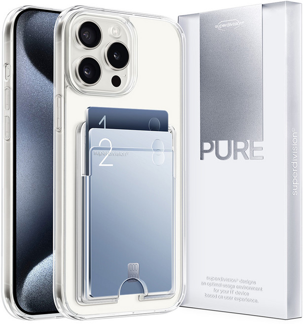 슈퍼디비전 2장 수납 퓨어 클리어 카드 휴대폰 케이스