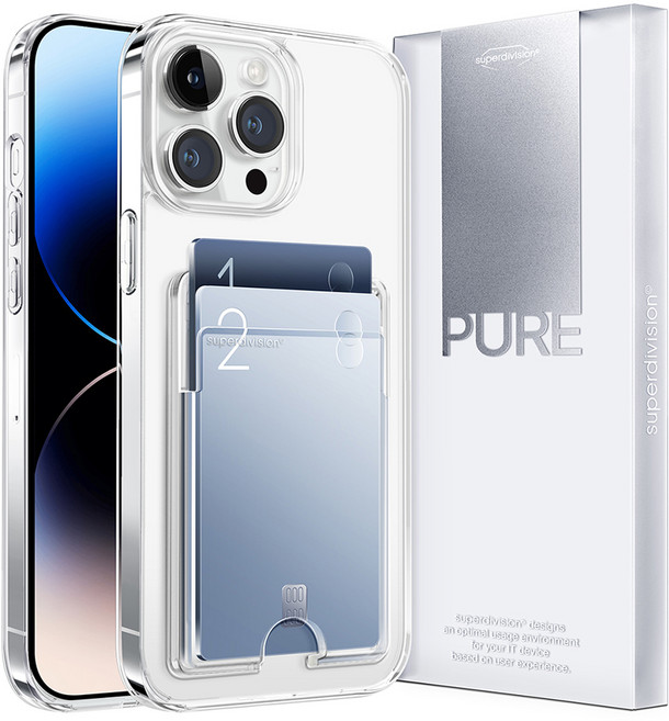 슈퍼디비전 2장 수납 퓨어 클리어 카드 휴대폰 케이스