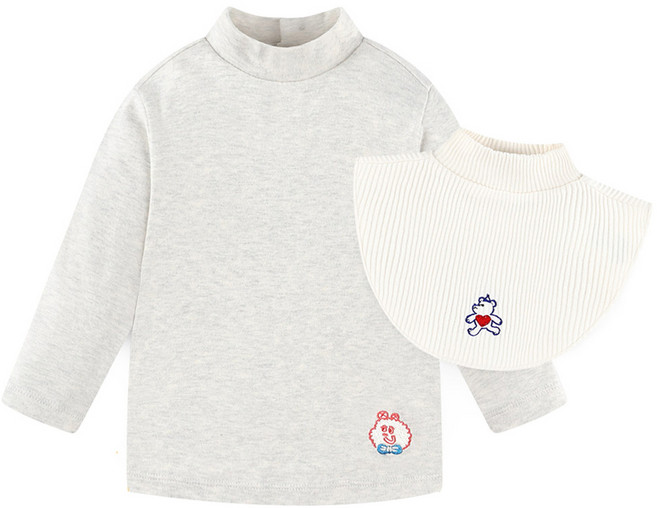 밀크마일 아동용 뉴 곰곰이 반폴라 티셔츠 + 하트 베어 레이어드 반폴라 세트