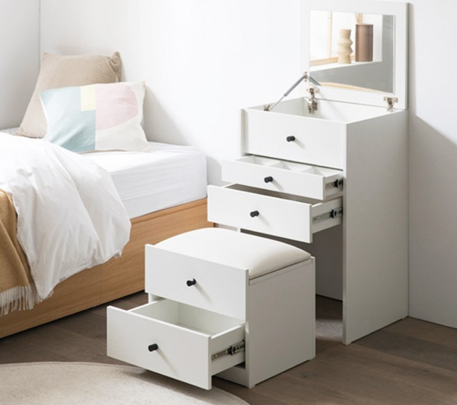 파로마 헤리스 서랍형 스툴 화장대 방문설치, 화이트