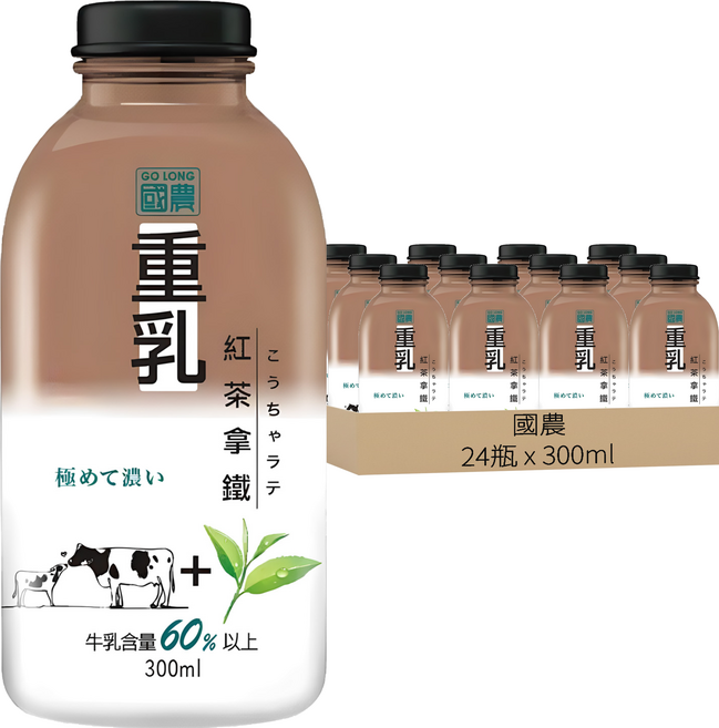 國農 重乳紅茶拿鐵, 300ml, 24瓶