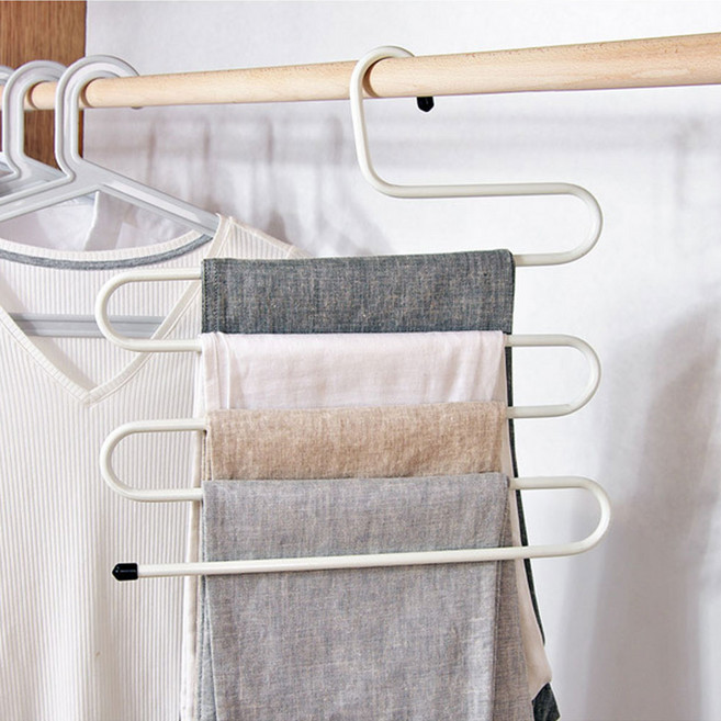 리빙홈디테일 5단 다용도 바지걸이 GE-19, 화이트, 2개