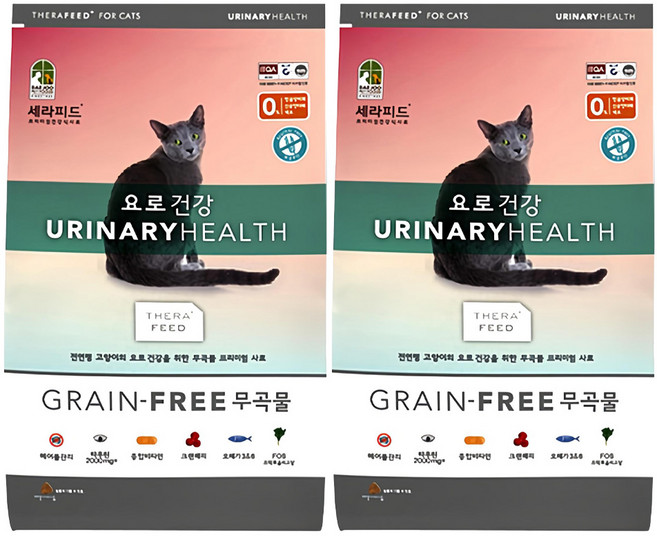 세라피드 고양이 그레인프리 기능성 사료, 유리너리+결석, 2kg, 2개