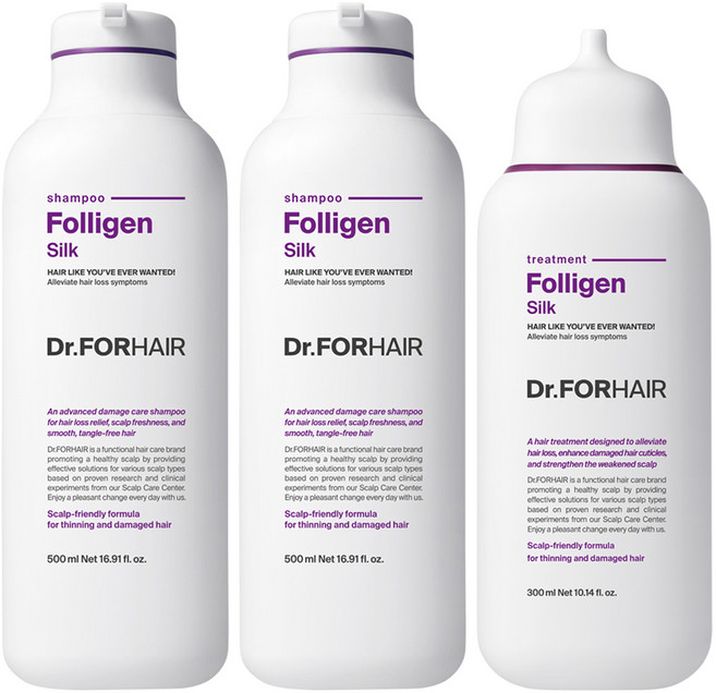 닥터포헤어 폴리젠 실크 샴푸 500ml x 2p + 단백질 손상모 트리트먼트 300ml, 1개