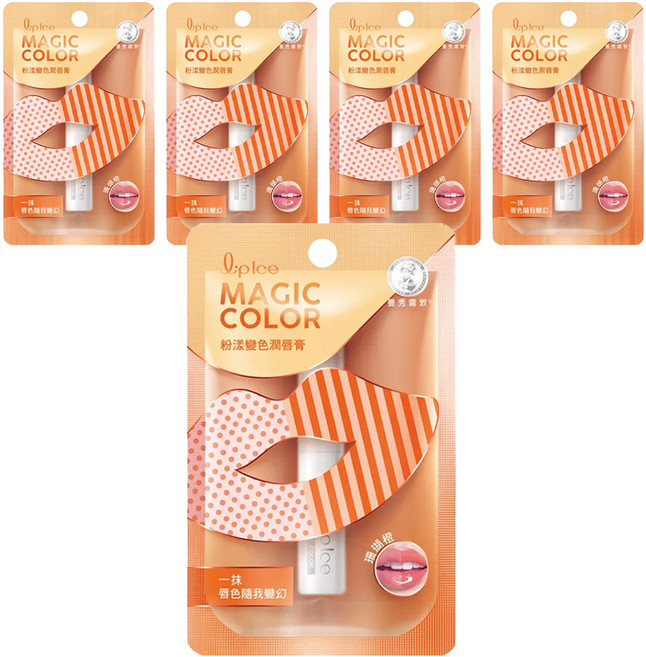 MENTHOLATUM 曼秀雷敦 粉漾變色潤唇膏 滋養保濕 淡化唇紋, 珊瑚橙, 2g, 5支