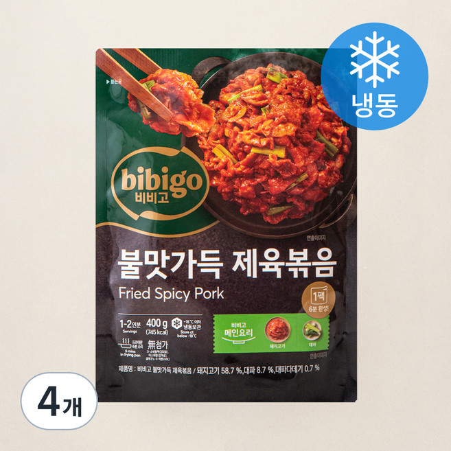 비비고 불맛가득 제육볶음 (냉동), 400g, 4개