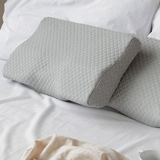 리브맘 3D 메모리폼 누빔 경추베개 + 베개 커버 세트, 그레이, 1세트