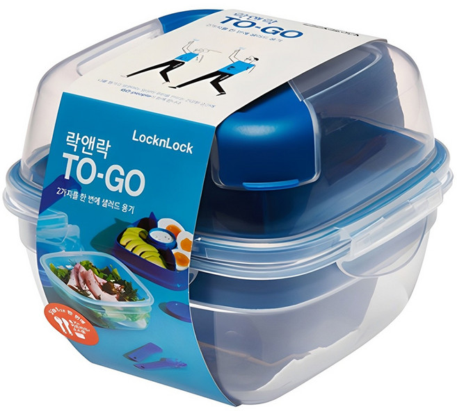 락앤락 투고 2가지를 한 번에 1단 샐러드 용기, 블루, 1개