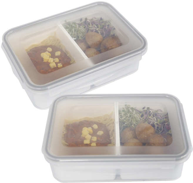 나누담 도시락 밀폐 찬통 2칸 화이트 1500ml, 2개, 단품