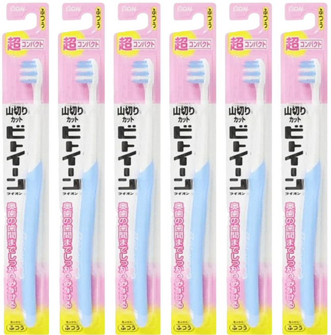 LION 獅王 Shushutto 臼齒深潔牙刷 小頭 普通毛 顏色隨機, 1入, 6支