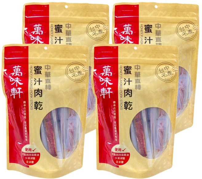 萬味軒 中華直棒蜜汁肉乾, 330g, 4包
