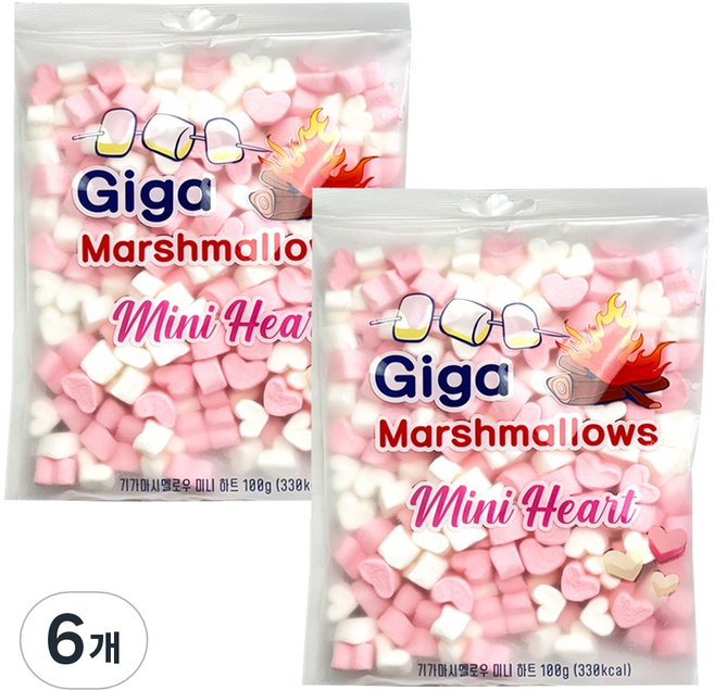 기가 마시멜로우 미니 하트, 100g, 6개