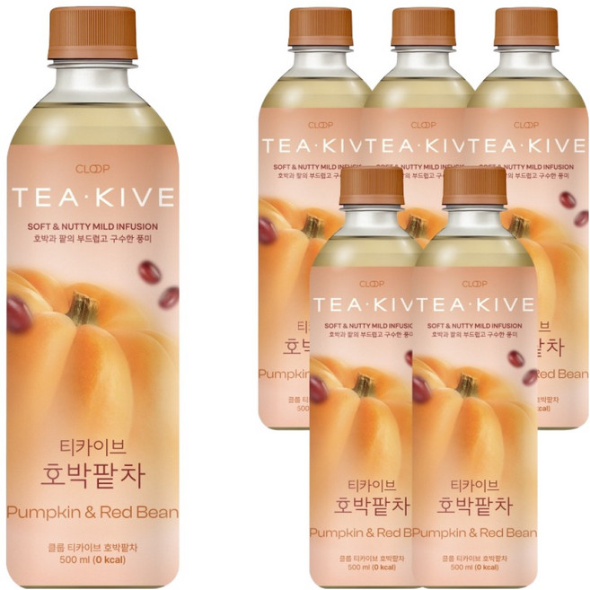 클룹 티카이브 호박팥차 차음료, 6개, 500ml