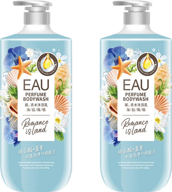 EAU 淨耀 香水沐浴乳 海島風情, 1L, 2瓶