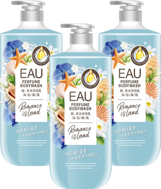 EAU 淨耀 香水沐浴乳 海島風情, 1L, 3瓶