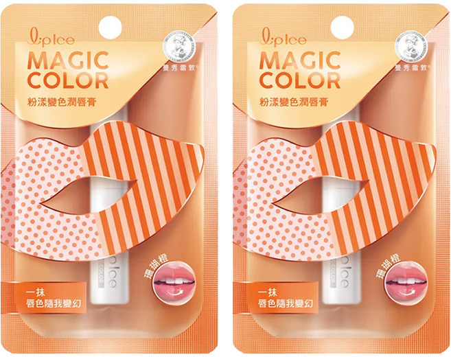 MENTHOLATUM 曼秀雷敦 粉漾變色潤唇膏 滋養保濕 淡化唇紋, 珊瑚橙, 2g, 2支