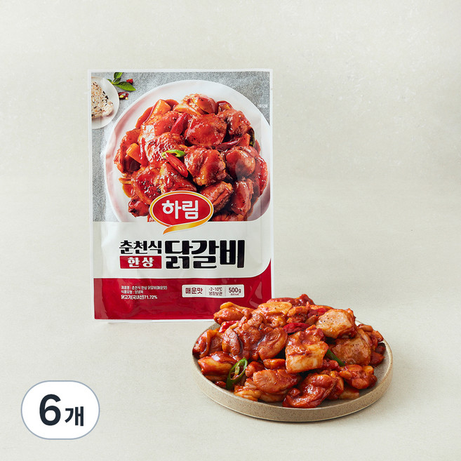 하림 춘천식 한상 닭갈비 매운맛, 6개, 500g