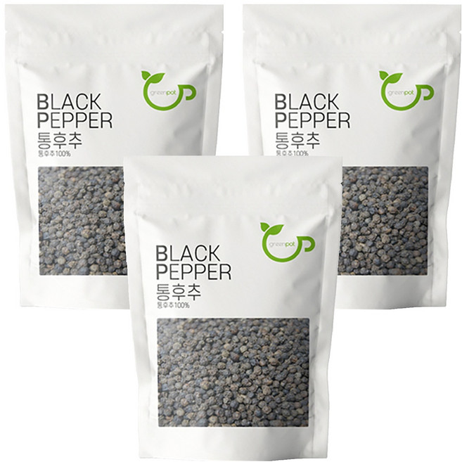 그린팟 리필용 통 흑후추, 3개, 200g