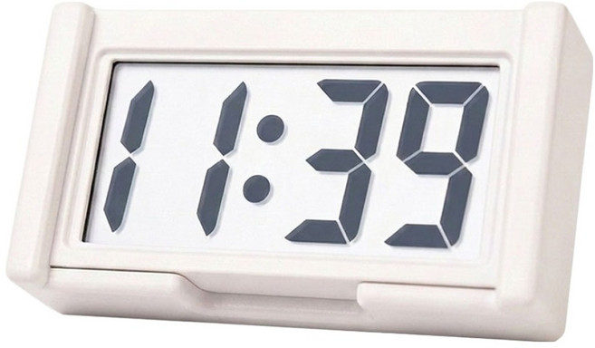 꾸지 접착식 미니 LCD 디지털 시계, 화이트