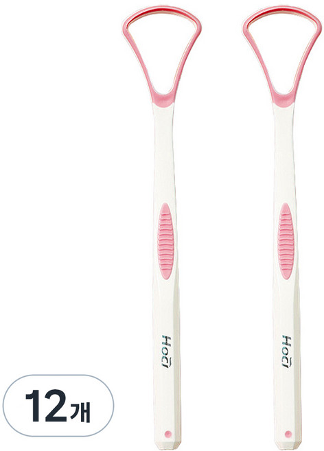 비즈온 생활필수품 혀 백태 설태 제거기 크리너 핑크, 10g, 12개