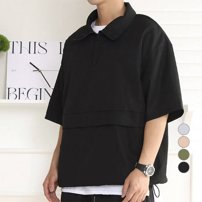 텐클로 남녀공용 반집업 반팔 아노락 TC-059