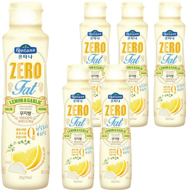 폰타나 저당 저칼로리 무지방 레몬갈릭 드레싱, 230g, 6개