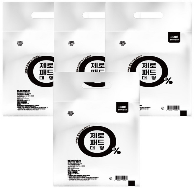딩동펫 반려동물 제로 배변패드 무향, 30개입, 4개