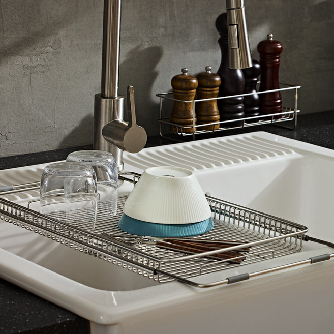 올데이키친 올스텐 304 풀 슬라이딩 식기건조대, 실버, 1개, 1단