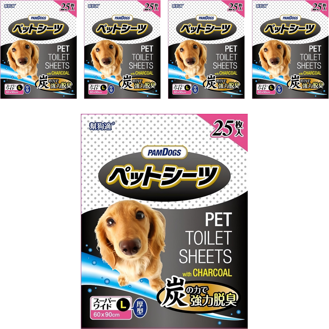 PAMDOGS 幫狗適 寵物竹炭尿布 厚型, 5包, 25片