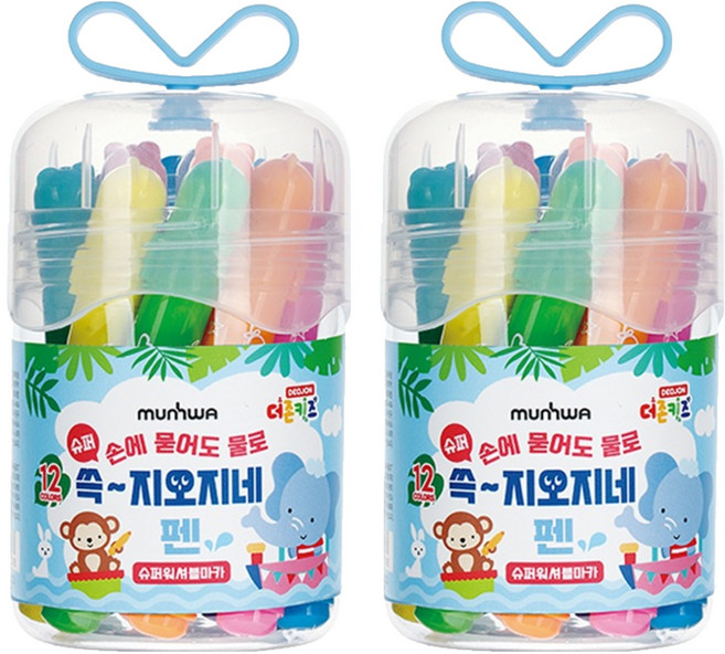 문화연필 더존키즈 쓱 지오지네 슈퍼워셔블 마카, 12색, 2세트