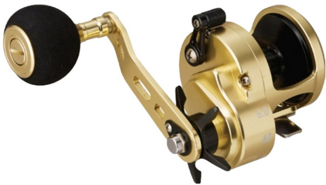 Banax BIGTIDE 右手柄 釣魚 圓形捲線器, GOLD + BLACK, 200