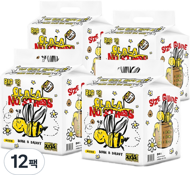 OLOLA 허니잠 팬티형 낮밤 기저귀 아동용, 빅형(Big), 216매