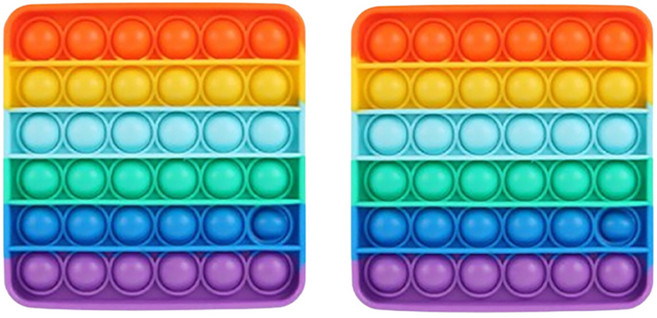 루아르모 푸쉬팝 팝잇 레인보우 버블 뽁뽁이 장난감 피젯토이 보드게임 촉감발달 완구 2p, 사각형, 1세트