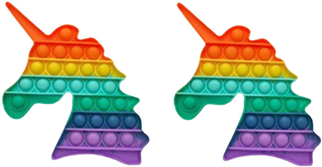 루아르모 푸쉬팝 팝잇 레인보우 버블 뽁뽁이 장난감 피젯토이 보드게임 촉감발달 완구 2p, 유니콘, 1세트