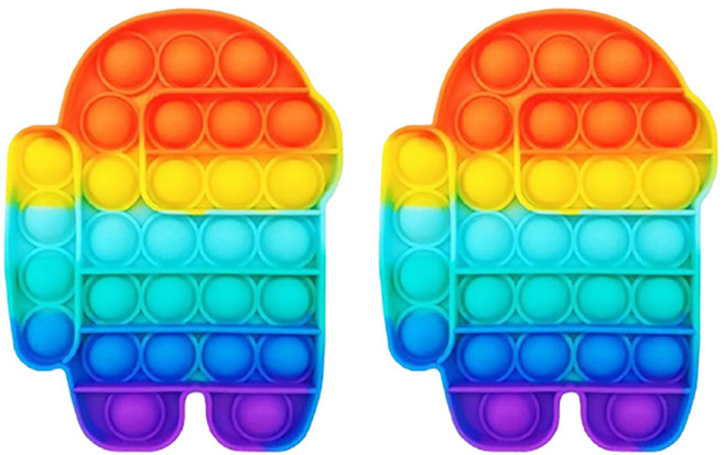 루아르모 푸쉬팝 팝잇 레인보우 버블 뽁뽁이 장난감 피젯토이 보드게임 촉감발달 완구 2p, 어몽어스, 1세트