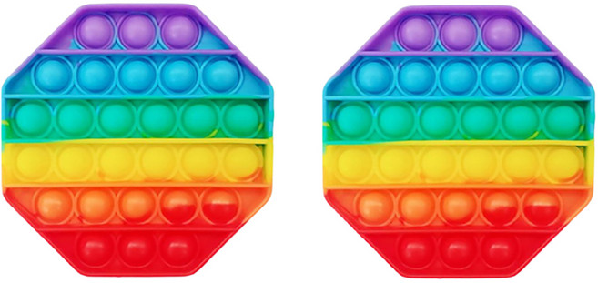 루아르모 푸쉬팝 팝잇 레인보우 버블 뽁뽁이 장난감 피젯토이 보드게임 촉감발달 완구 2p, 팔각형, 1세트