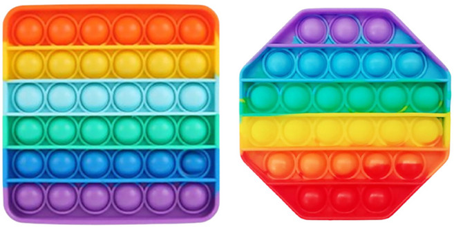 루아르모 푸쉬팝 팝잇 레인보우 버블 뽁뽁이 장난감 피젯토이 보드게임 촉감발달 완구 2p, 팔각형 + 사각형, 1세트