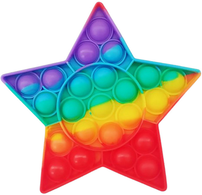 루아르모 푸쉬팝 팝잇 레인보우 버블 뽁뽁이 장난감 피젯토이 보드게임 촉감발달 완구, 별, 1개