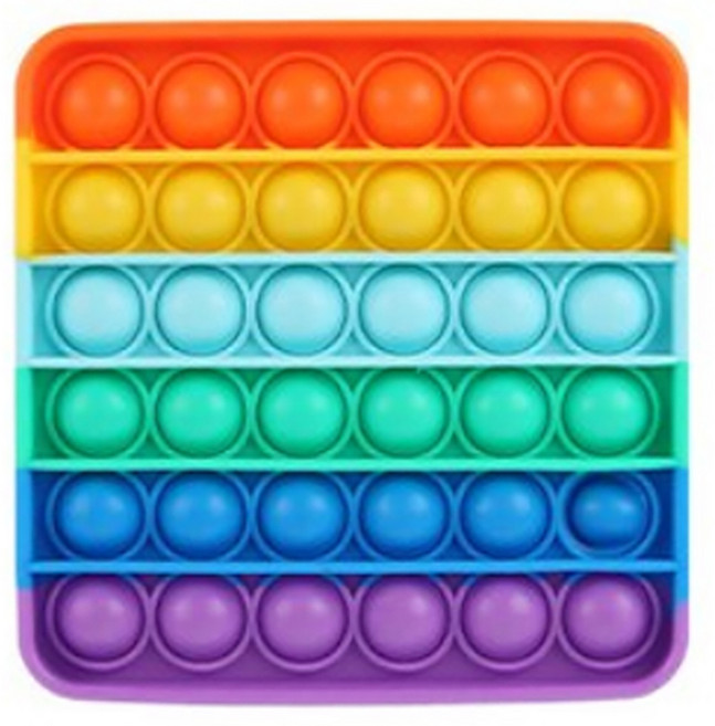 루아르모 푸쉬팝 팝잇 레인보우 버블 뽁뽁이 장난감 피젯토이 보드게임 촉감발달 완구, 사각형, 1개