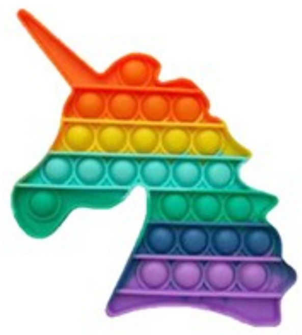 루아르모 푸쉬팝 팝잇 레인보우 버블 뽁뽁이 장난감 피젯토이 보드게임 촉감발달 완구, 유니콘, 1개