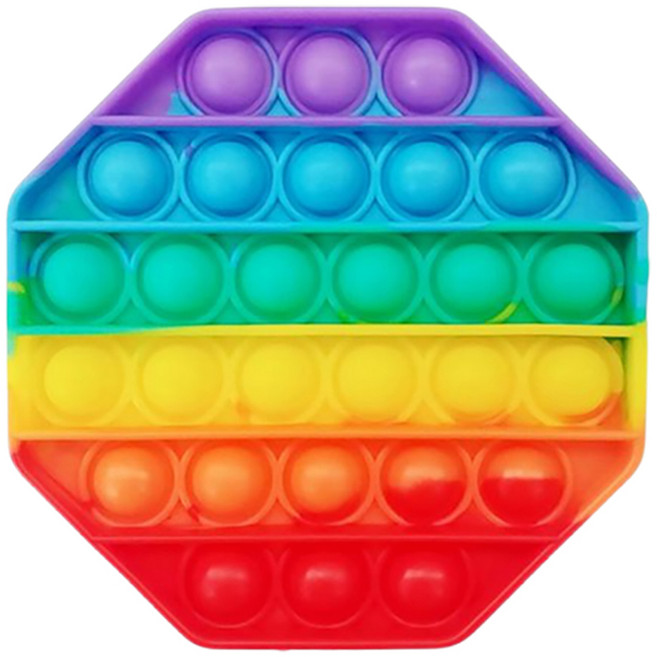 루아르모 푸쉬팝 팝잇 레인보우 버블 뽁뽁이 장난감 피젯토이 보드게임 촉감발달 완구, 팔각형, 1개