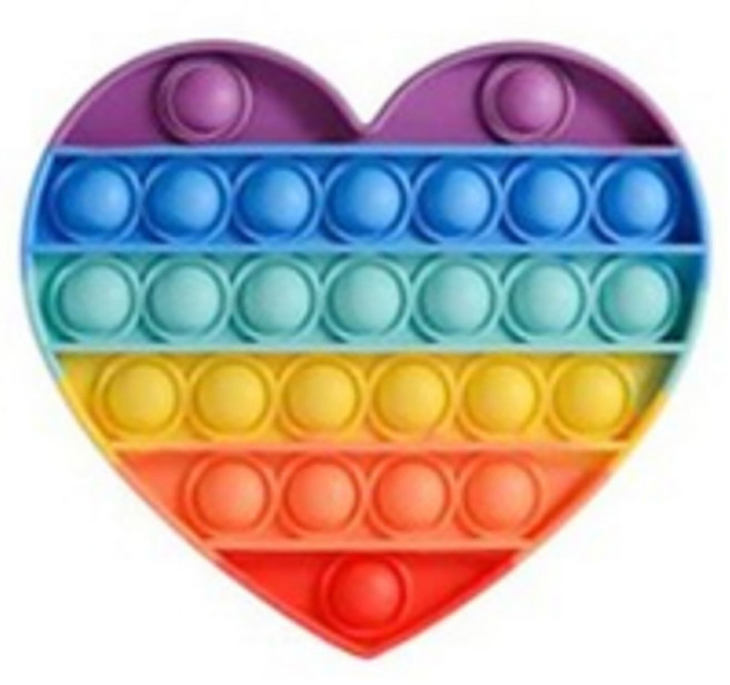 루아르모 푸쉬팝 팝잇 레인보우 버블 뽁뽁이 장난감 피젯토이 보드게임 촉감발달 완구, 하트, 1개