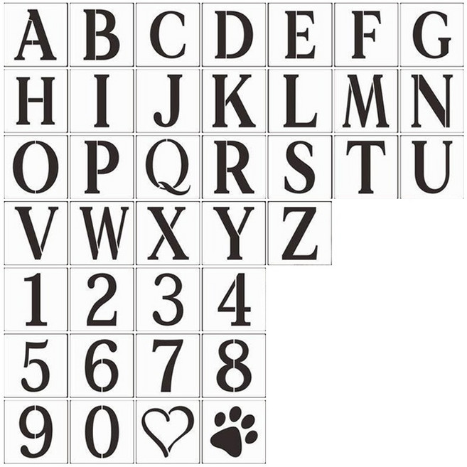 세컨드베스트 알파벳 숫자 페인팅 스텐실도안 이모티콘 4인치 38p, 1개