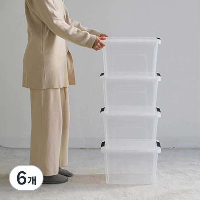 아이리스 국내생산 리빙박스 DDTB, 투명, 6개