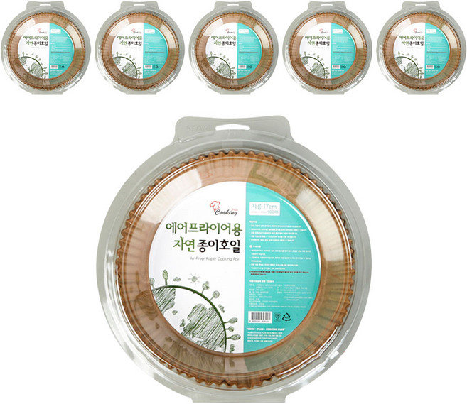 쿠킹플러스 에어프라이어용 자연 종이호일, 100개입, 6개