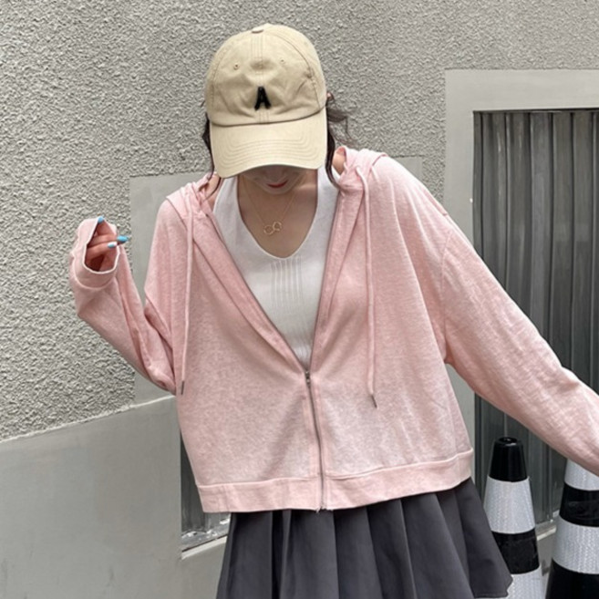 TheSirup 女款薄款防曬長袖連帽拉鍊外套