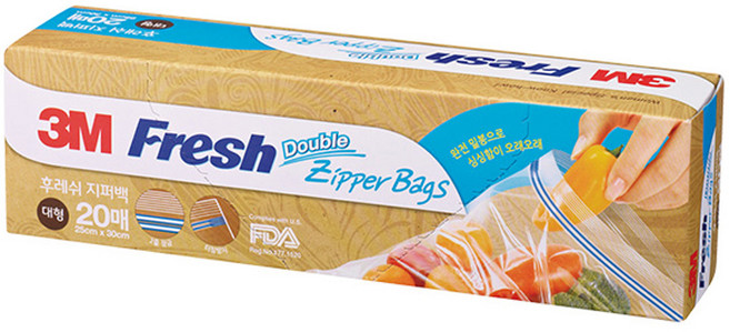 쓰리엠 후레쉬 지퍼백, 대(L), 20개입, 2개