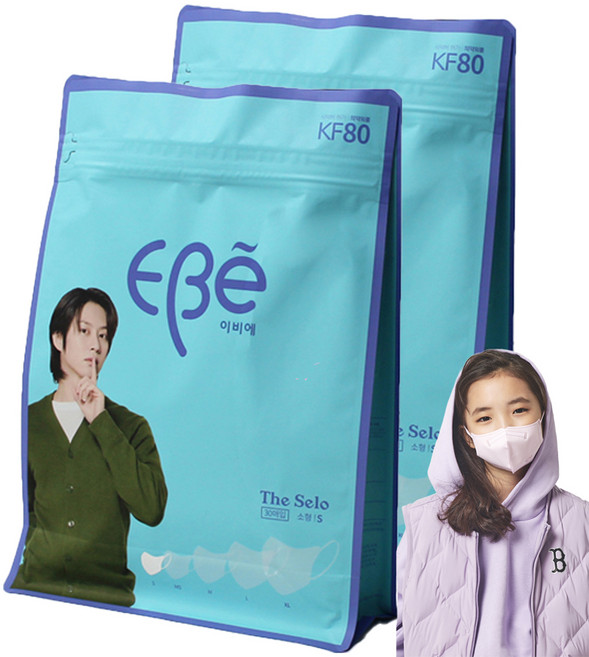 이비에 더세로 마스크 KF80 소형, 30개입, 2개, 블랙