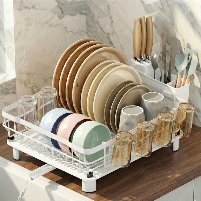 휘케이 대용량 식기 건조대, 1단, 화이트, 1개